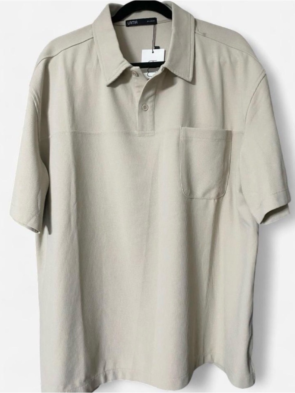 LAMA Beige Short-Sleeve Polo with Chest Pocket
